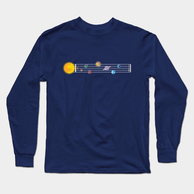 Planets of Solar System in a Light Music Sheet Long Sleeve T-Shirt by Adrian's Outline